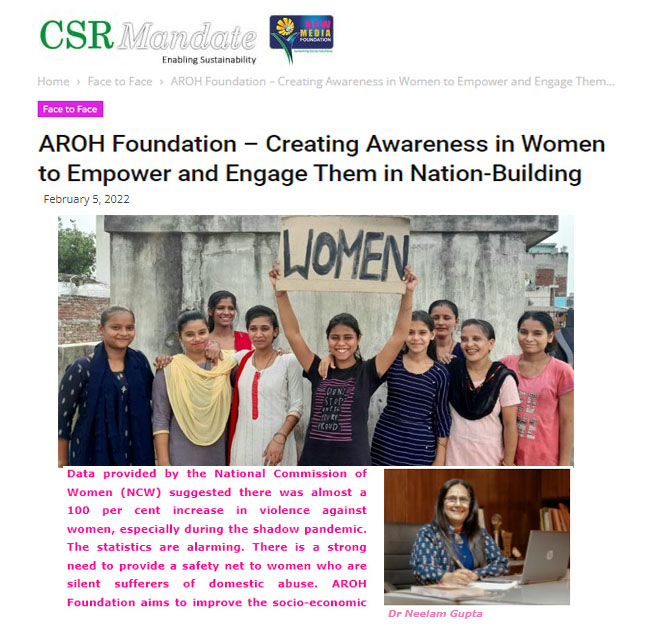  AROH Foundation – Creating Awareness in Women to Empower and Engage Them in Nation-Building